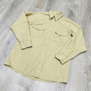 Todd Shirt Mens Medium Vintage Western Pearl Snap Tan Long Sleeve USA Made Shirt